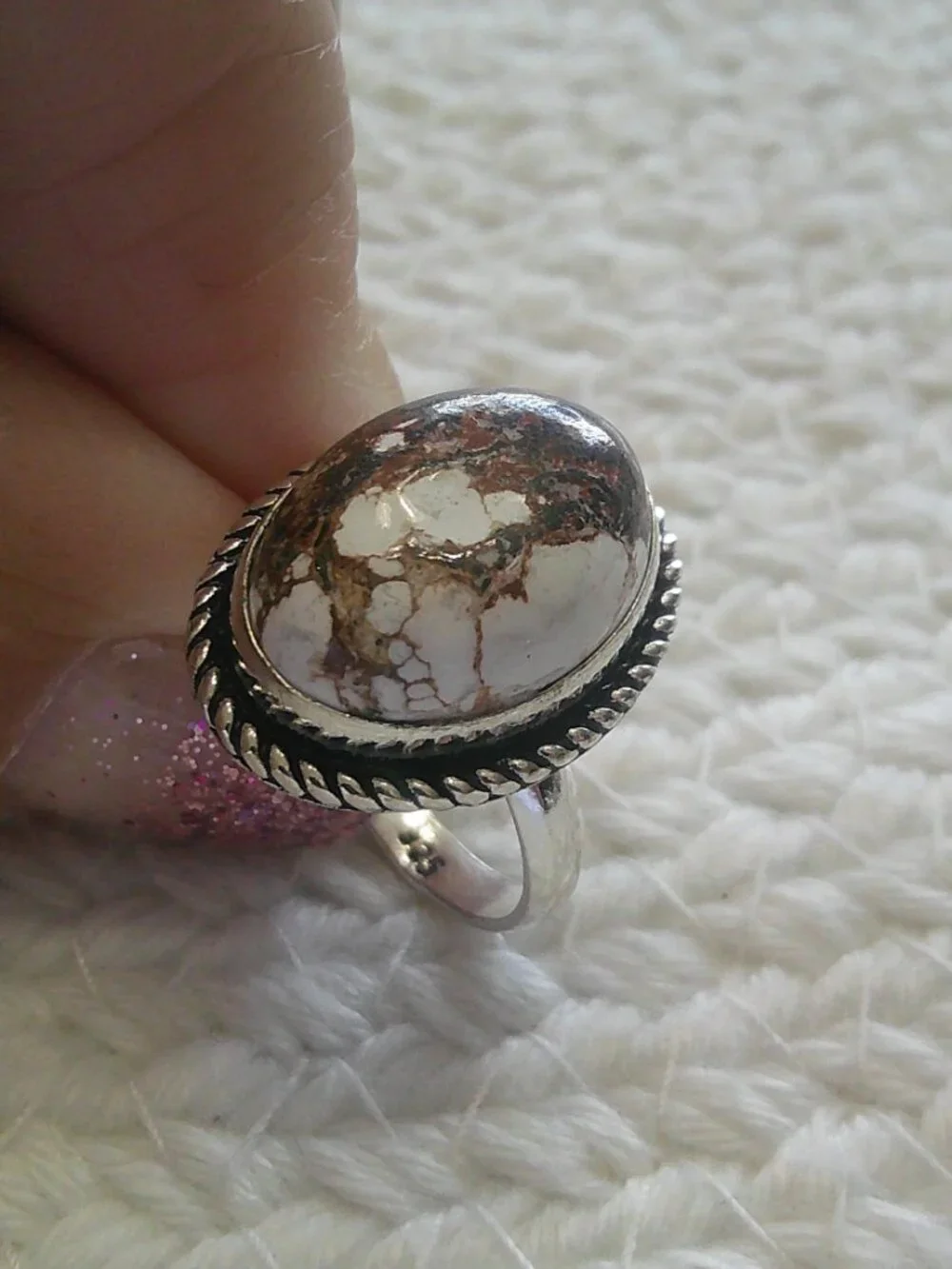Natural WILD HORSE JASPER Handmade Sterling 925 Ring Size 7 #187F